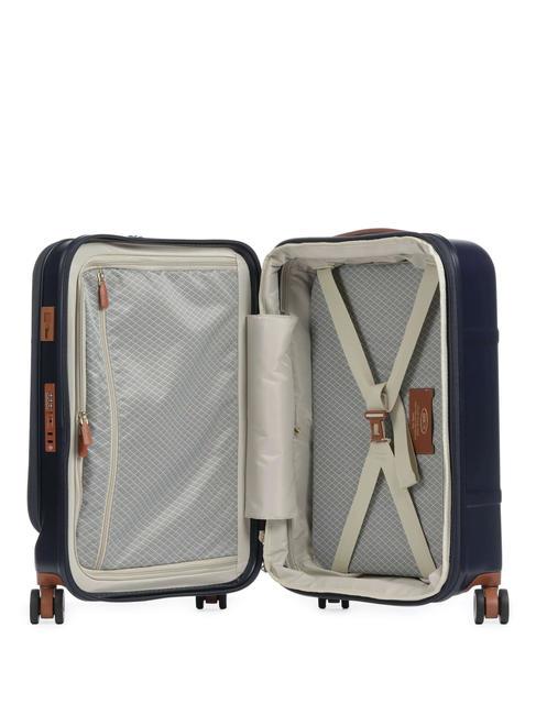 BELLAGIO Expandable cabin trolley with PC and USB holder Blue / Leather - Hand luggage