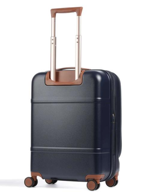 BELLAGIO Expandable cabin trolley with PC and USB holder Blue / Leather - Hand luggage