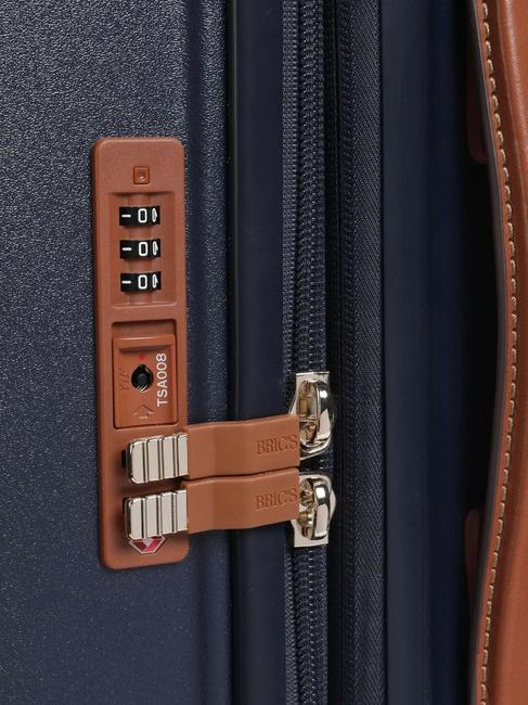 BELLAGIO Large expandable trolley Blue / Leather - Rigid Trolley Cases