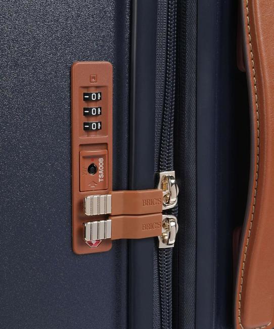 BELLAGIO Medium-large expandable trolley Blue / Leather - Rigid Trolley Cases