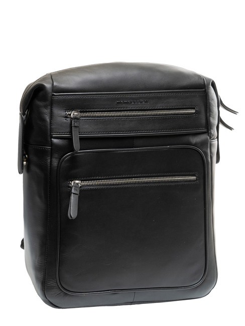 BICOLOR Leather backpack for 15.6" laptop black/black - Laptop backpacks