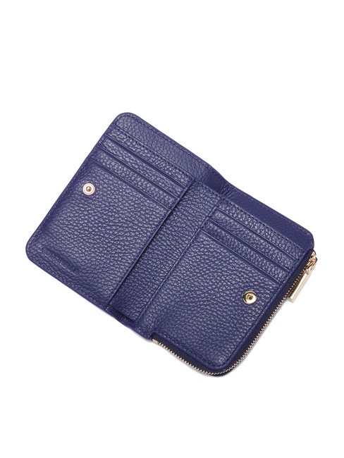 METALLIC SOFT Small wallet in textured leather royal blue - Women&rsquo;s Wallets