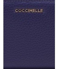 COCCINELLE METALLIC SOFT Small wallet in textured leather royal blue - Women&rsquo;s Wallets - 3