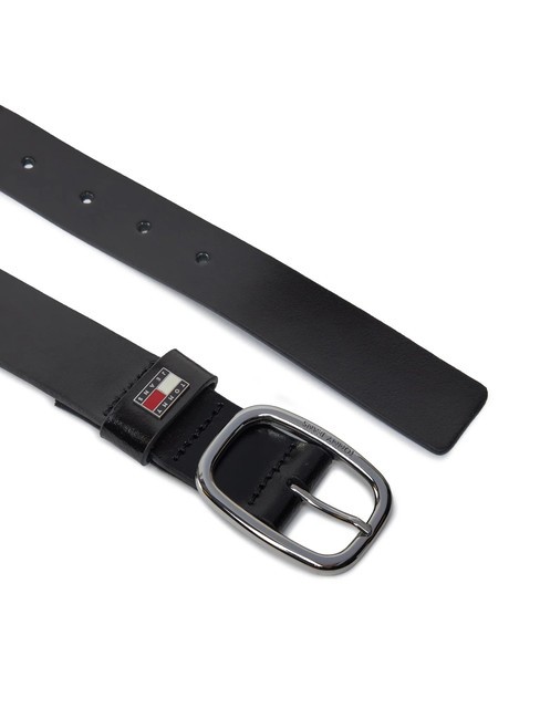 TOMMY JEANS OVAL  Shortenable leather belt black - Belts