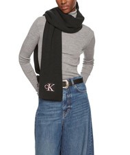 CALVIN KLEIN CK JEANS MONOGRAM EMBRO Recycled polyester scarf black/dusty rose - Scarves - 3