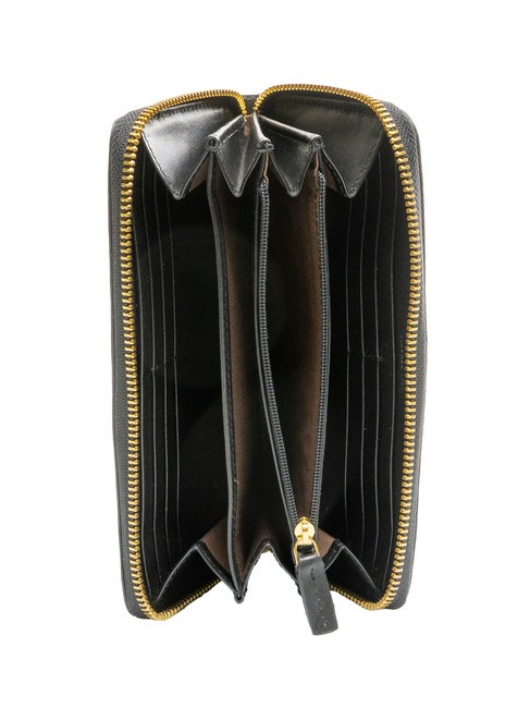 DOMITILLA Large zip around leather wallet Black Gold - Women’s Wallets