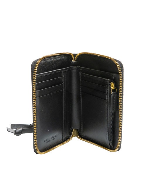 DOMITILLA Medium leather zip around wallet Black Gold - Women’s Wallets