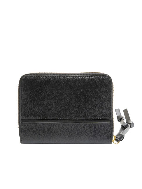 DOMITILLA Medium leather zip around wallet Black Gold - Women’s Wallets