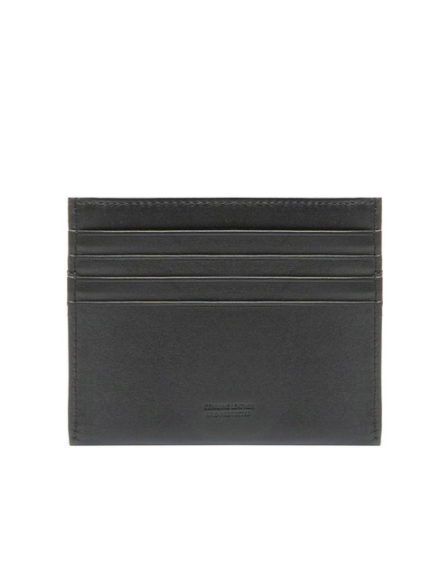 EMBOSSED LOGO Flat leather card holder black - Men’s Wallets