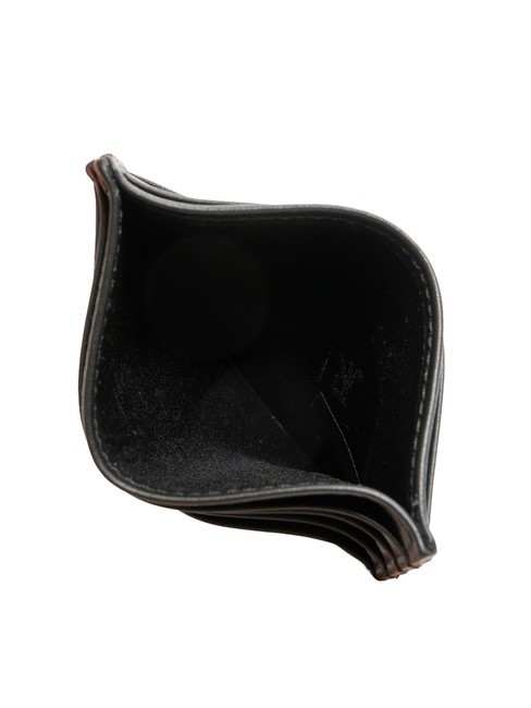 EMBOSSED LOGO Flat leather card holder black - Men’s Wallets