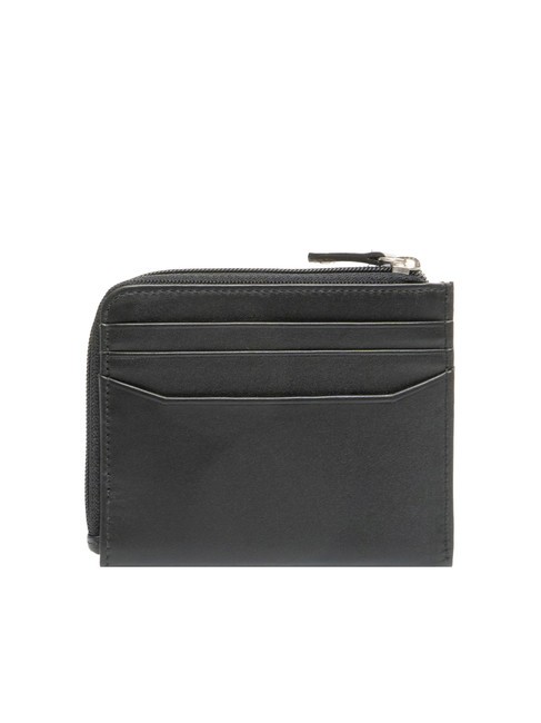 EMBOSSED LOGO Flat leather wallet with zip black - Men’s Wallets