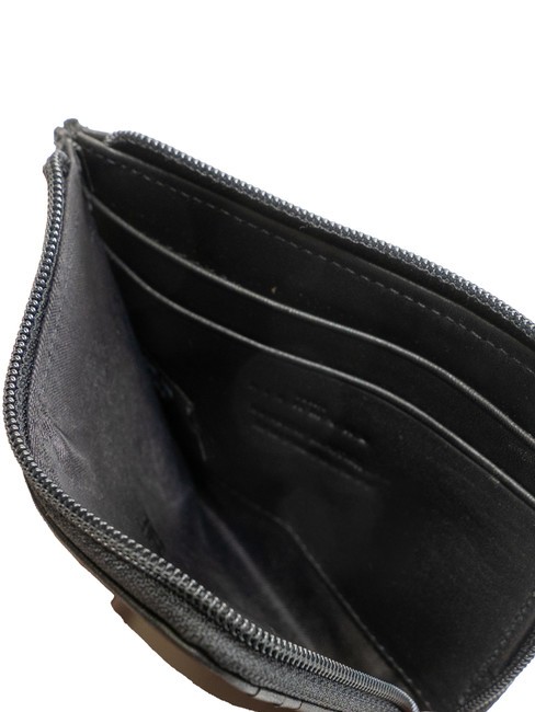 EMBOSSED LOGO Flat leather wallet with zip black - Men’s Wallets