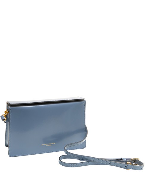 LOGO PRINT Brushed leather shoulder bag ming blue - Women’s Bags