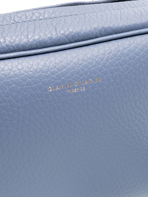 LOGO PRINT Hammered leather camera case bag ming blue - Women’s Bags