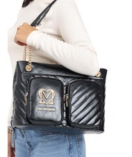 LOVE MOSCHINO CITY POCKETS Quilted shopping bag Black - Women’s Bags - 4