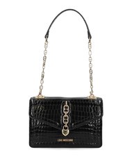 LOVE MOSCHINO CHAIN CROCO Printed shoulder bag Black - Women’s Bags - 4
