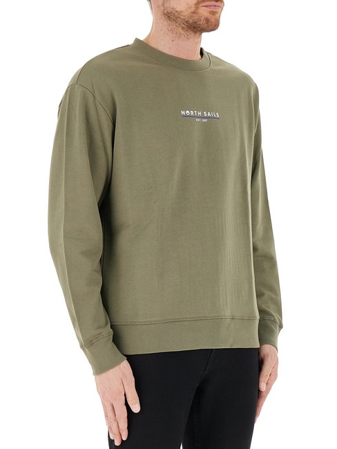 BASIC Cotton sweatshirt with logo lettering dusty olive - Sweatshirts