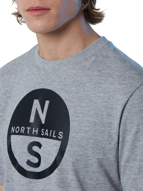 BASIC Cotton T-shirt with logo print gray melange - T-shirt