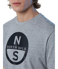 NORTH SAILS BASIC Cotton T-shirt with logo print gray melange - T-shirt - 3