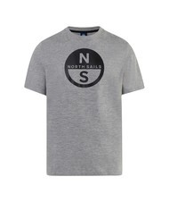 NORTH SAILS BASIC Cotton T-shirt with logo print gray melange - T-shirt - 4