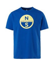 NORTH SAILS BASIC Cotton T-shirt with logo print surf blue - T-shirt - 3