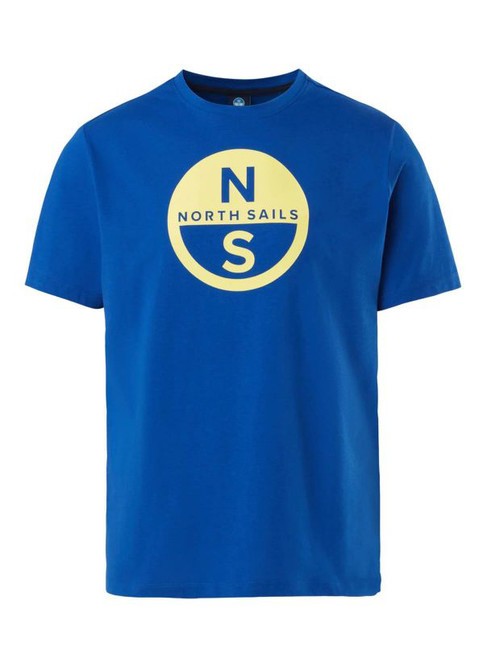BASIC Cotton T-shirt with logo print surf blue - T-shirt