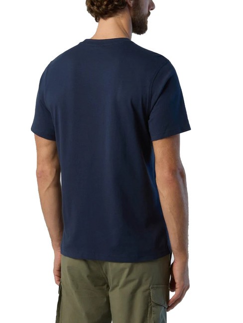 BASIC Cotton T-shirt with logo print navy blue - T-shirt