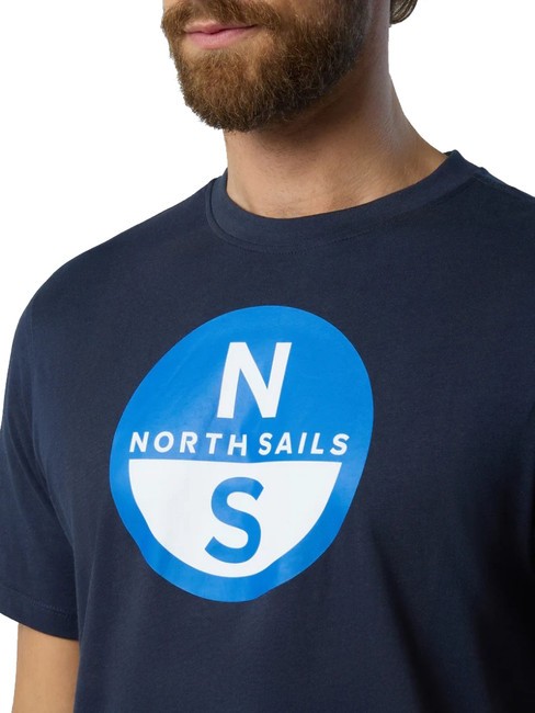 BASIC Cotton T-shirt with logo print navy blue - T-shirt