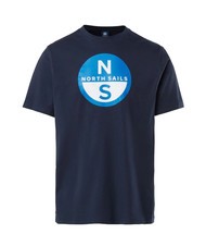 NORTH SAILS BASIC Cotton T-shirt with logo print navy blue - T-shirt - 4