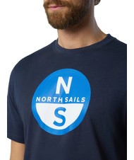 NORTH SAILS BASIC Cotton T-shirt with logo print navy blue - T-shirt - 3