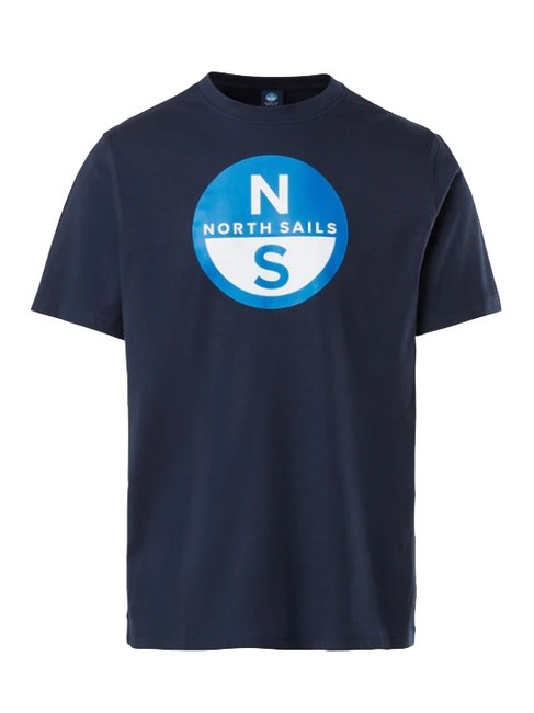 BASIC Cotton T-shirt with logo print navy blue - T-shirt