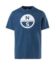 NORTH SAILS BASIC Cotton T-shirt with logo print dark denim - T-shirt - 3