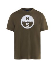 NORTH SAILS BASIC Cotton T-shirt with logo print dusty olive - T-shirt - 3