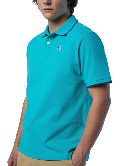 COLLAR STRIPED Short-sleeved cotton polo ceramic - Polo shirt