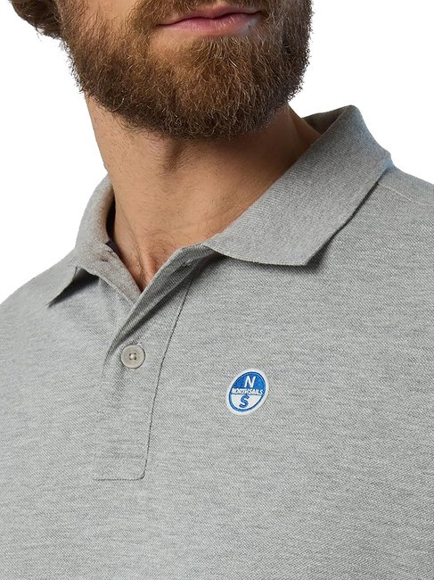 BASIC Short-sleeved cotton polo gray melange - Polo shirt