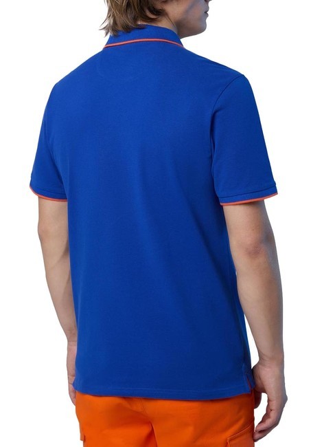 COLLAR STRIPED Short-sleeved cotton polo surf blue - Polo shirt