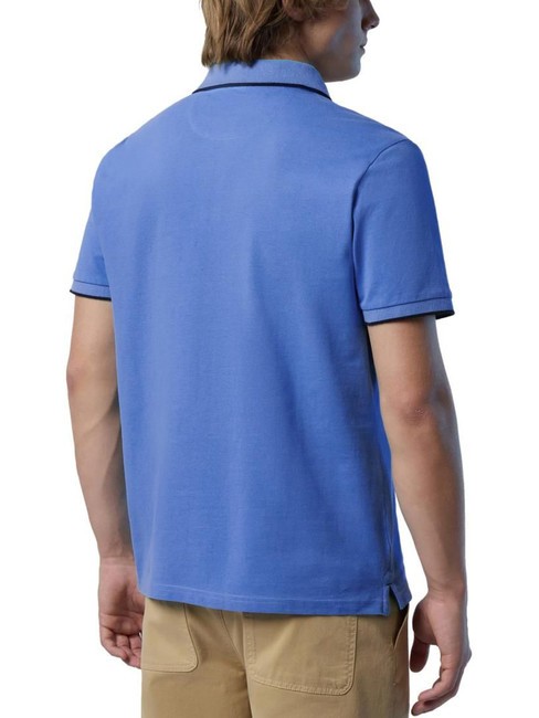 COLLAR STRIPED Short-sleeved cotton polo wedgewood - Polo shirt