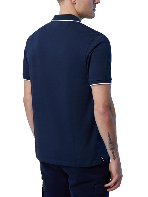 COLLAR STRIPED Short-sleeved cotton polo navy blue - Polo shirt