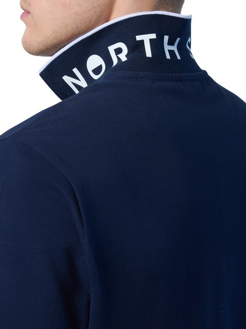 COLLAR STRIPED Short-sleeved cotton polo navy blue - Polo shirt