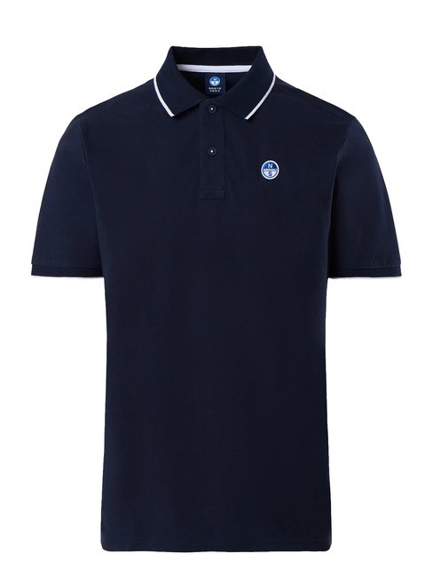 COLLAR STRIPED Short-sleeved cotton polo navy blue - Polo shirt