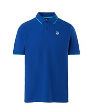 NORTH SAILS COLLAR STRIPED Short-sleeved cotton polo ocean blue - Polo shirt - 3