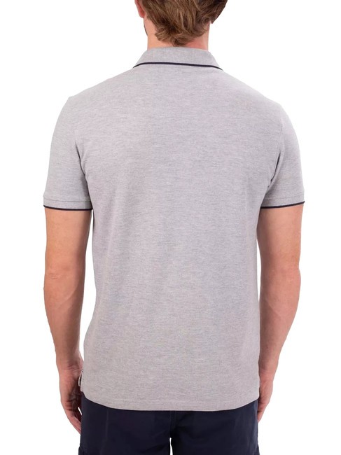 COLLAR STRIPED Short-sleeved cotton polo gray melange - Polo shirt