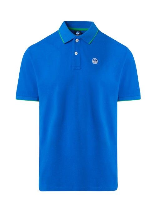 COLLAR STRIPED Short-sleeved cotton polo royal - Polo shirt