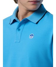 NORTH SAILS COLLAR STRIPED Short-sleeved cotton polo sky blue - Polo shirt - 3