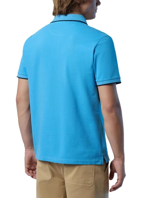 COLLAR STRIPED Short-sleeved cotton polo sky blue - Polo shirt