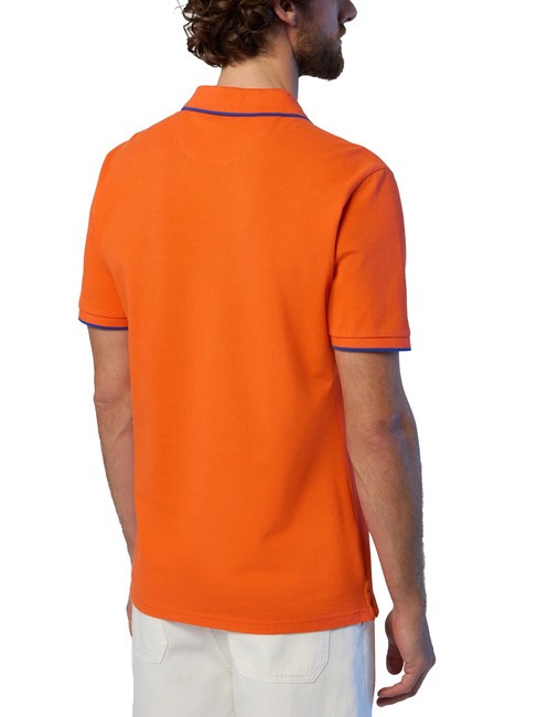 COLLAR STRIPED Short-sleeved cotton polo flame orange - Polo shirt