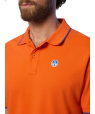 NORTH SAILS COLLAR STRIPED Short-sleeved cotton polo flame orange - Polo shirt - 4