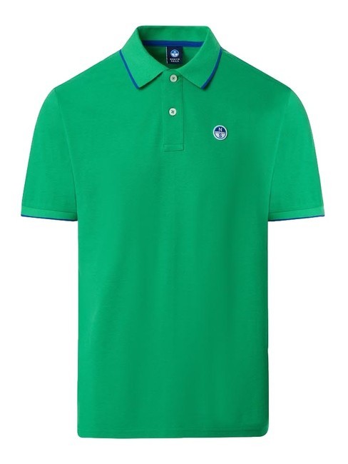 COLLAR STRIPED Short-sleeved cotton polo green bee - Polo shirt