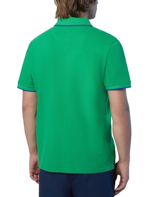 COLLAR STRIPED Short-sleeved cotton polo green bee - Polo shirt