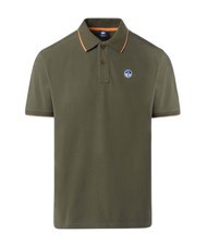 NORTH SAILS COLLAR STRIPED Short-sleeved cotton polo dusty olive - Polo shirt - 5